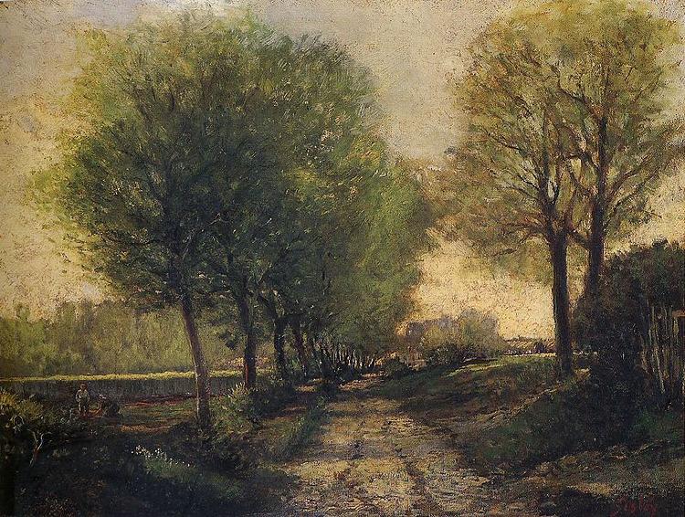Alfred Sisley Lane Near a Small Town. Alfred Sisley, oil painting picture